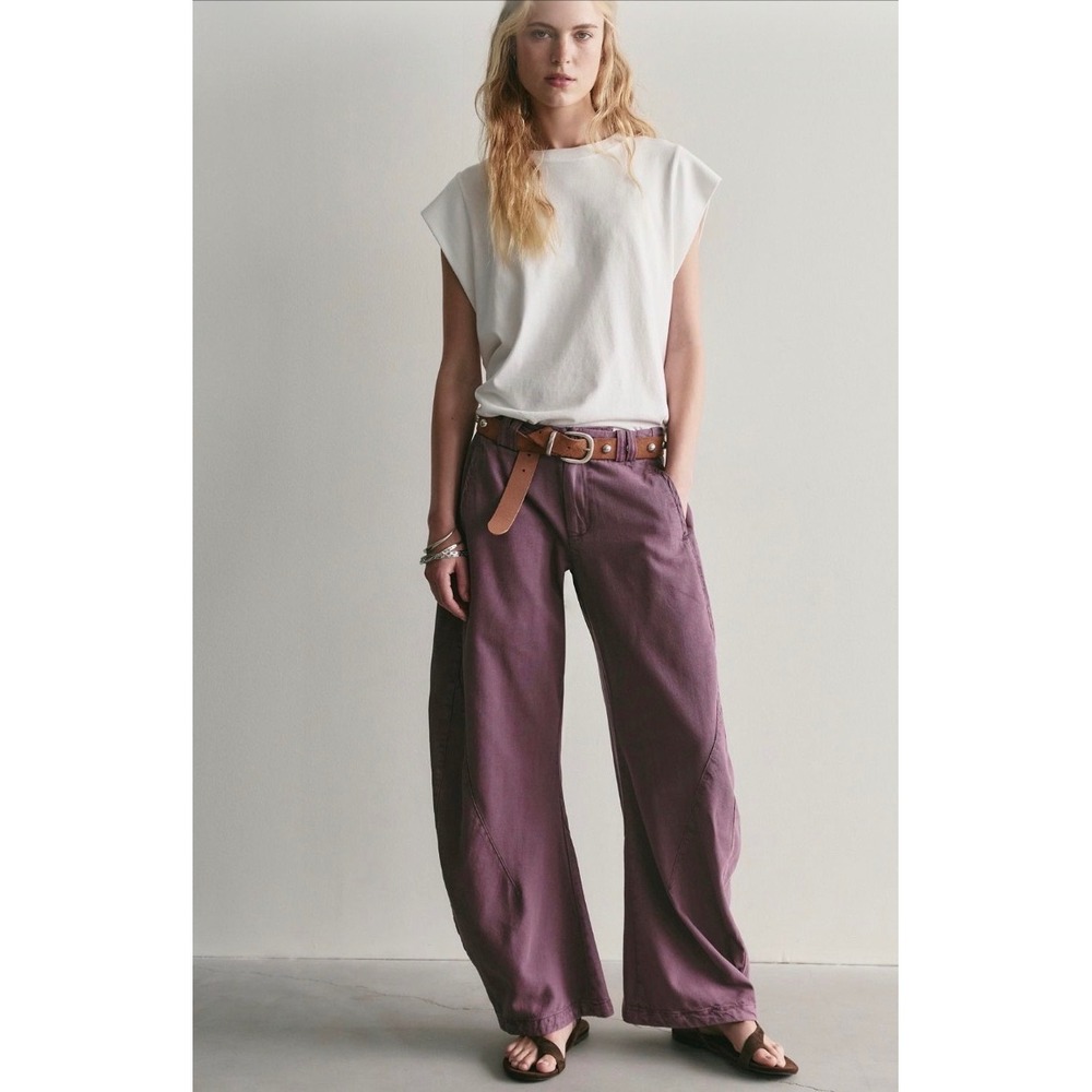 Spotlight Washed Barrel Chino Trousers NWOT Italian plum